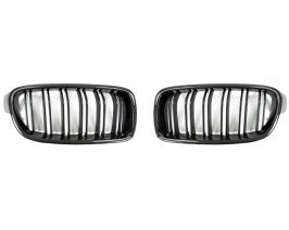 Auto Tecknic Replacement Dual Slat Carbon Fiber Front Grilles BMW F30 3-Series Sedan 12-16